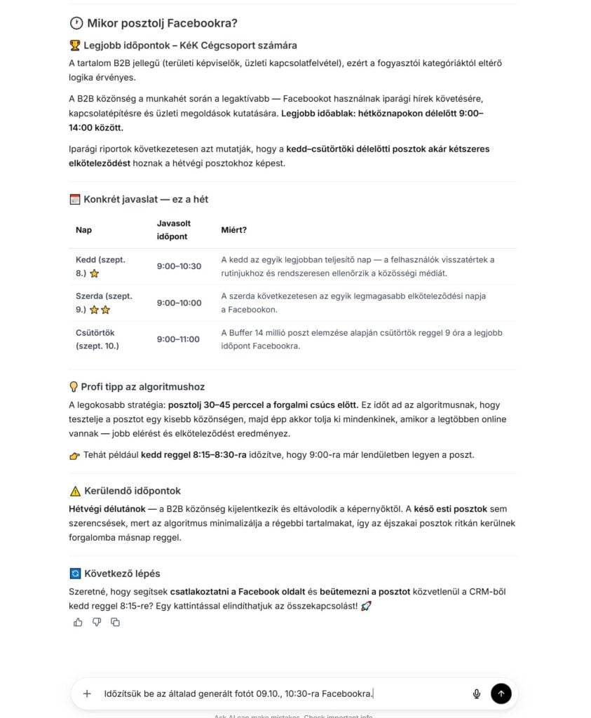 Az elkészült postokat beidőzíthetjük.